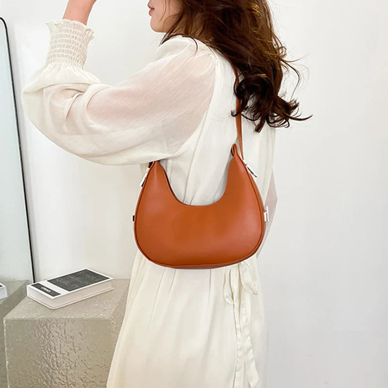 Fashion PU Leather Underarm Bag for Women – Trendy Clutch Handbag, Single Shoulder, Simple Hobo Tote