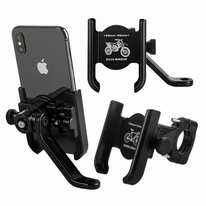 Aluminum Alloy Motorcycle & Bicycle Phone Holder — GPS Mounting Clip & Handlebar Bracket