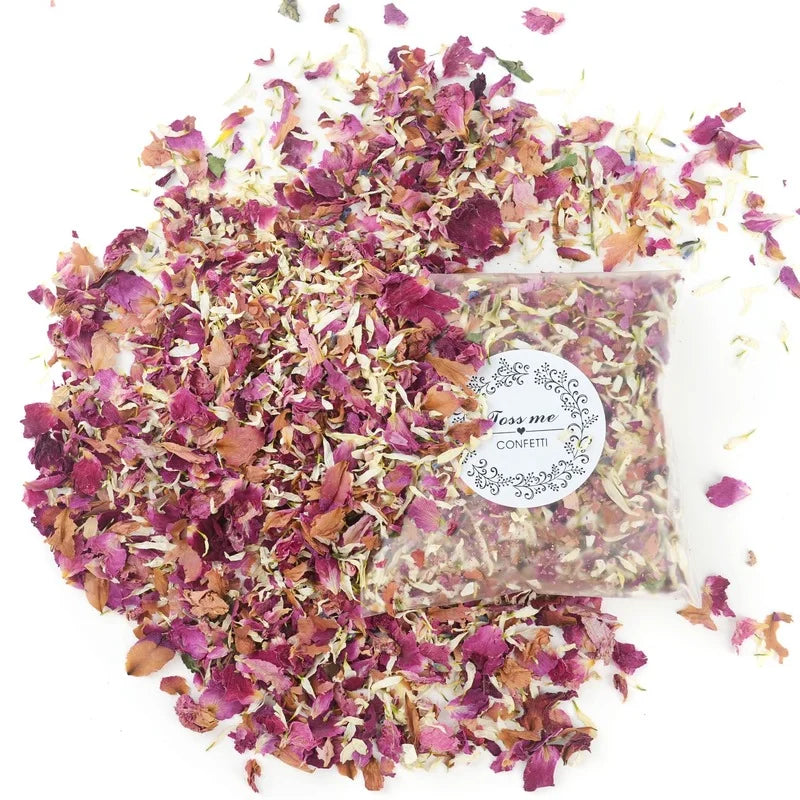 Natural Wedding Confetti - Dried Flowers & Rose Petals for Floral Bridal Shower, Birthday Party, and Wedding Decorations