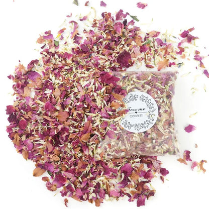 Natural Wedding Confetti - Dried Flowers & Rose Petals for Floral Bridal Shower, Birthday Party, and Wedding Decorations