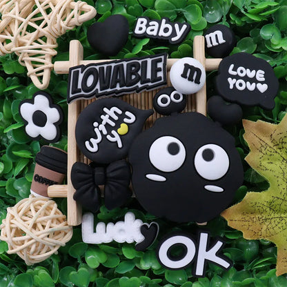 Single PVC Shoe Charm – Kawaii Black Coffee Heart Garden Button for Shoes & Wristbands