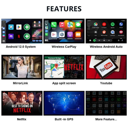 Android 13 CarPlay Smart AI Box - Wireless Android Auto Adapter for Car Intelligent Systems, Supports Netflix and YouTube