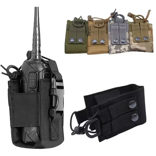 DIZETION Tactical Radio Pouch - MOLLE Nylon Walkie Talkie Holder & Hunting Interphone Hanging Bag