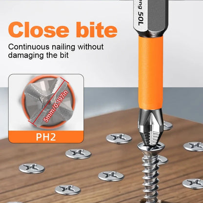 Magnetic Anti-Slip Screwdriver Bit Set - S2 Alloy Steel Impact Resistant Hex Shank Bits for Power Tools