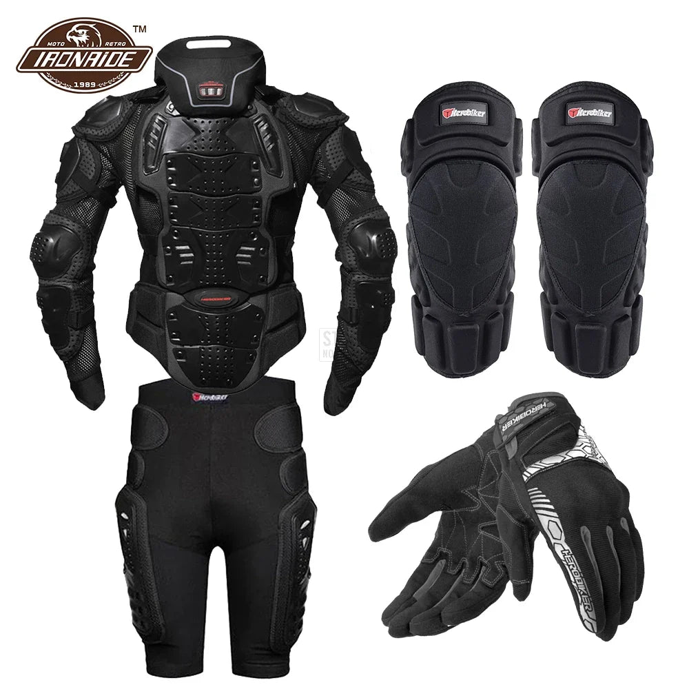 Motorcycle Jacket with Full Body Armor Set – Chest Armor Suit for Motocross Racing & Protective Moto Gear, Sizes S-5XL