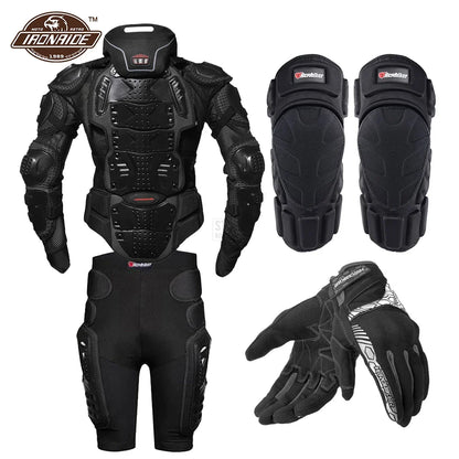 Motorcycle Jacket with Full Body Armor Set – Chest Armor Suit for Motocross Racing & Protective Moto Gear, Sizes S-5XL