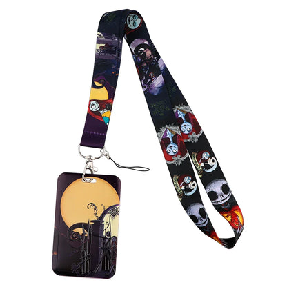 Lilo & Stitch Cute Couples Lanyard – Keychain, ID Badge Holder & Phone Strap with Card Cover Charm Accessories