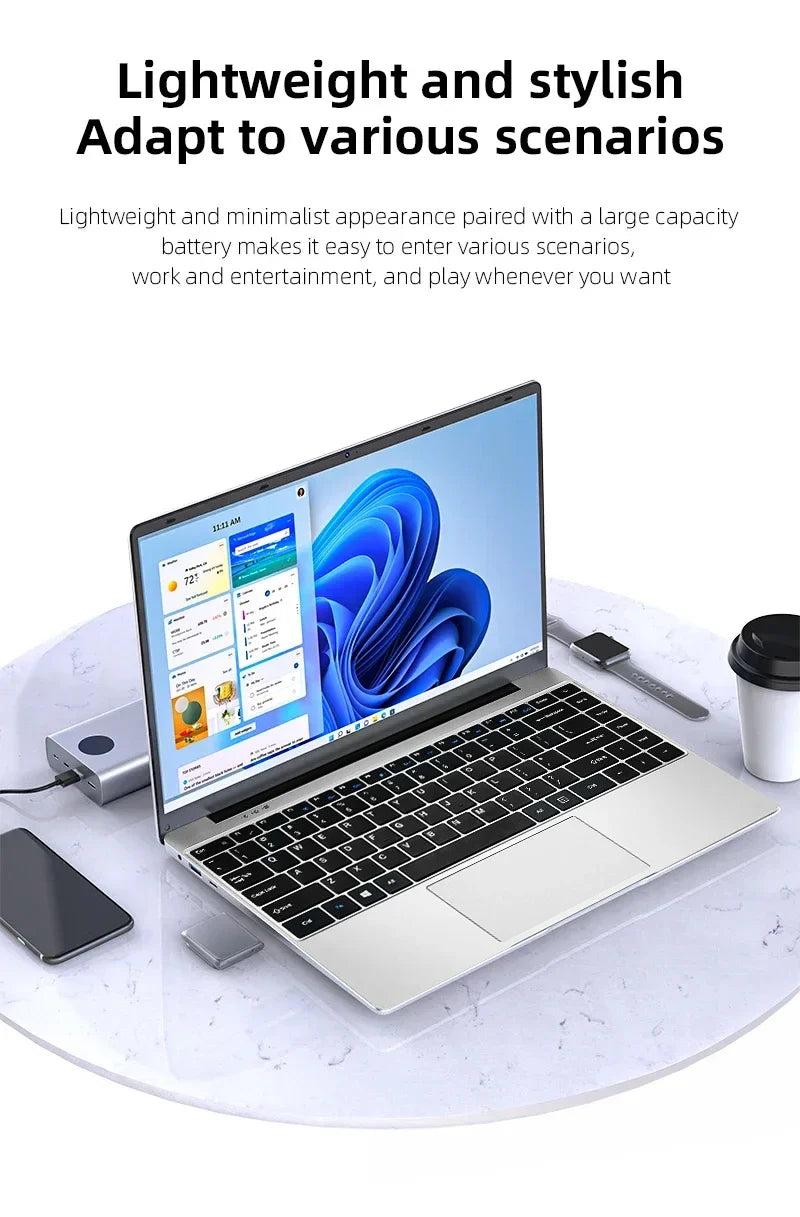 14.1" Laptop Computer – Windows 11, 12GB RAM, 1TB/2TB SSD, Portable Notebook for Office, Study & Entertainment