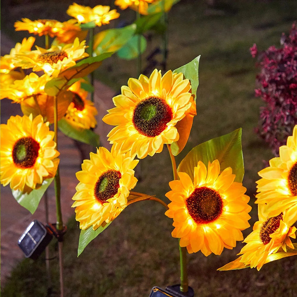 Solar LED Sunflower Flower Lights - Waterproof Garden Decorative Landscape Lighting for Home Decor and Lawn Decoration