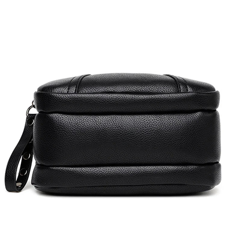 Women's Rivet Zipper Crossbody Bag – Solid Color Soft Leather Mobile Phone Shoulder Purse