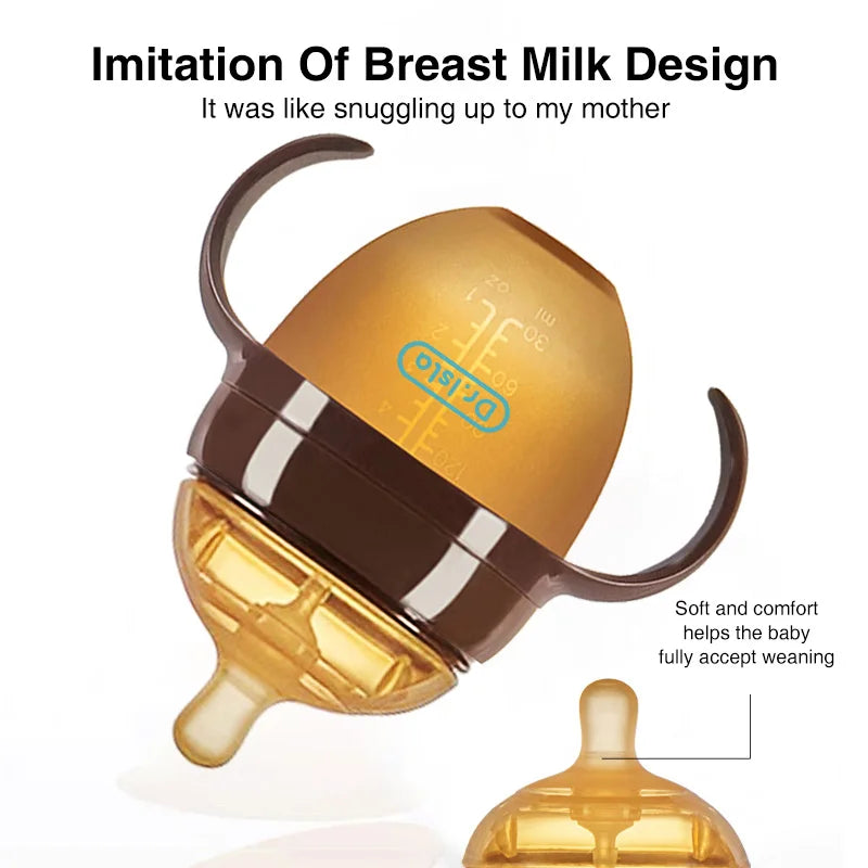 150ML/250ML Portable Baby Bottle – Silicone Feeding Bottle with Handle, Drop-Resistant & BPA Free for Newborns
