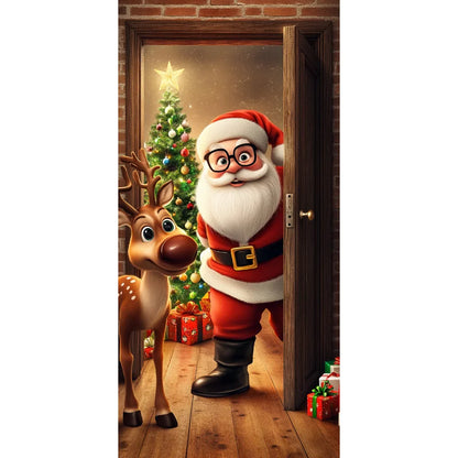 Christmas Fabric Door Banner – Merry Christmas Hanging Background for Photo Booth, Xmas Decor & Photography Props