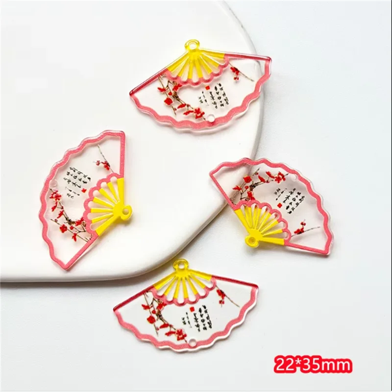 2024 90pcs Cartoon Fan-Shaped Acrylic Beads – Colorful DIY Jewelry, Hair & Clothing Craft Accessories