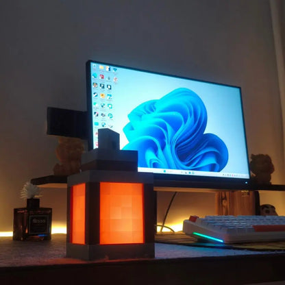 Luminous Pixel Lantern Nightlight – Rechargeable Bedroom Game Light for Kids, Home Decor Atmosphere Ornament