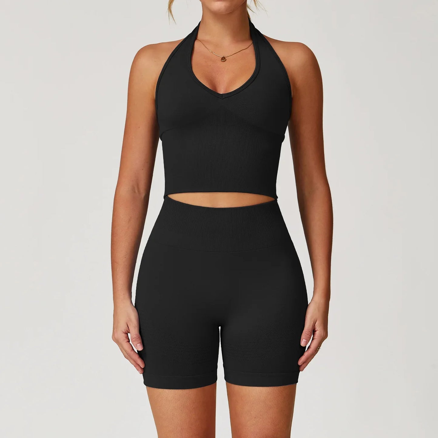 Women’s Seamless 2/3 Piece Yoga Set – Fitness Workout Sportswear with Leggings, Sports Bra & Long Sleeve Gym Outfit