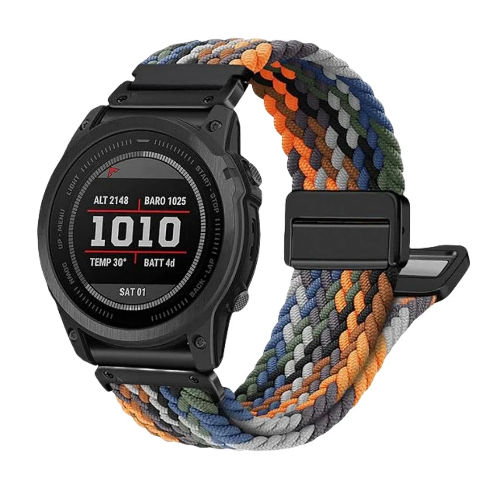 Elastic Nylon Quick Fit Strap for Garmin — 22mm & 26mm Enduro 2 Wristband for Fenix 5/5X Plus/6/6X Pro/7/7X Pro, Tactix 7 Pro