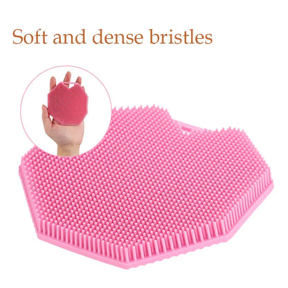 Silicone Body Scrubber with Natural Bristles – Skin Exfoliating Shower Sponge & Bath Brush