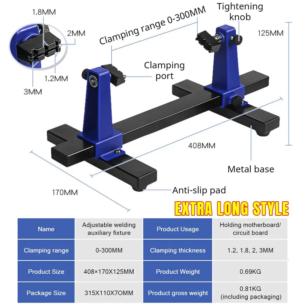 360° Adjustable PCB Holder Stand – Rotating Motherboard Circuit Board Jig Clamp for Soldering & Repair Assembly Tool