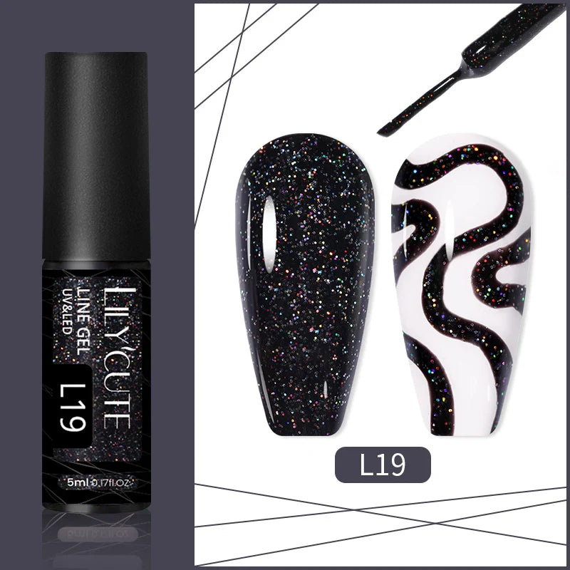 LILYCUTE 5ml Silver Metallic Liner Gel Polish – Super Bright UV Nail Art Stripe & Drawing Paint Varnish, Mirror Effect Graffiti Gel