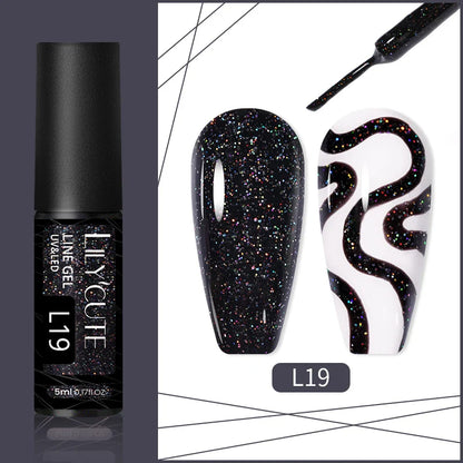 LILYCUTE 5ml Silver Metallic Liner Gel Polish – Super Bright UV Nail Art Stripe & Drawing Paint Varnish, Mirror Effect Graffiti Gel