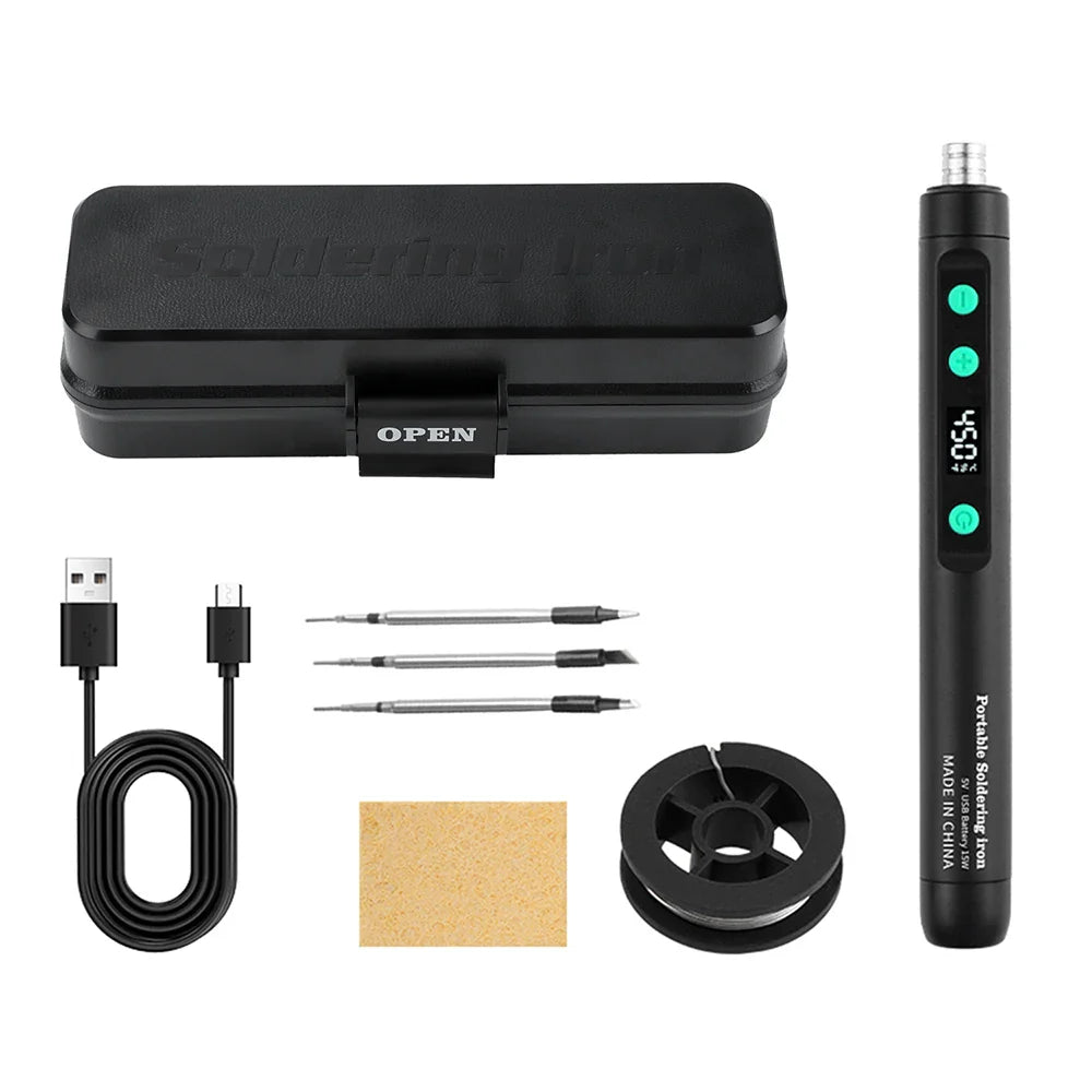 Mini 5V 15W Wireless USB Soldering Iron – Rechargeable Lithium Battery Fast-Charge Portable Welding & Repair Tool