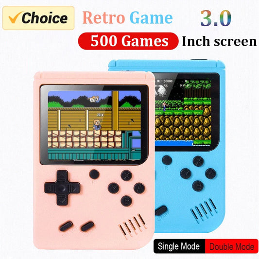 Retro Portable Mini Handheld Video Game Console - 8 Bit 3.0 Inch Color LCD - Built-in 500 Games - Kids Color Game Player