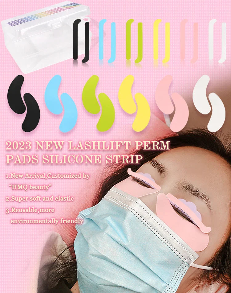 2 Pairs Reusable Silicon Eye Pads for Lash Lifting – Eyelash Perming Silicone Pads & Lash Lift Ribbons Makeup Tools