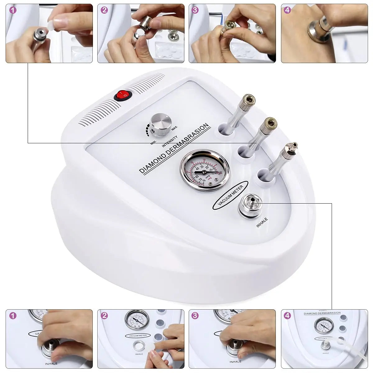 Diamond Microdermabrasion Machine – 65-68cmHg Suction Professional Facial Skin Care Equipment for Home Use