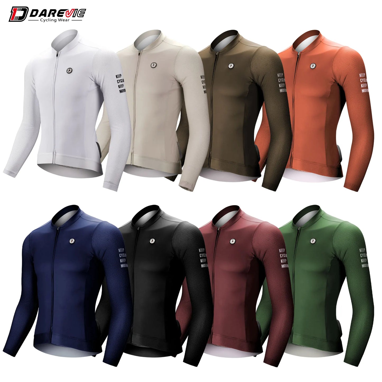 DAREVIE Long Sleeve Cycling Jersey — Pro Aero Slim Fit with 3D Bubble Mesh for Men & Women