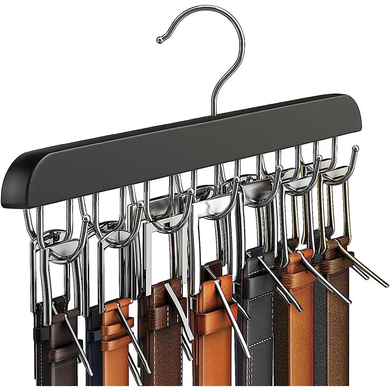 Wooden Belt Rack – Women’s & Men’s Clothes Storage Hanger for Belts, Scarves, Ties, and Wardrobe Organizer