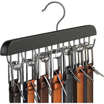 Wooden Belt Rack – Women’s & Men’s Clothes Storage Hanger for Belts, Scarves, Ties, and Wardrobe Organizer