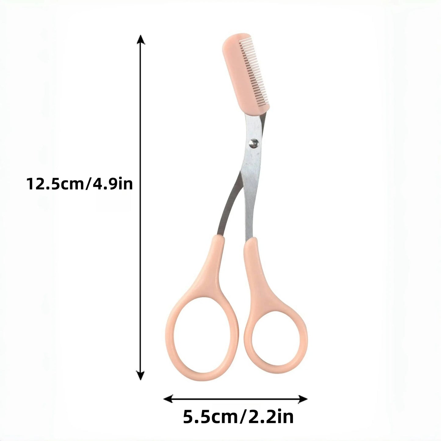 Pink Eyebrow Trimming Scissors with Comb – Stainless Steel Precision Grooming Tool