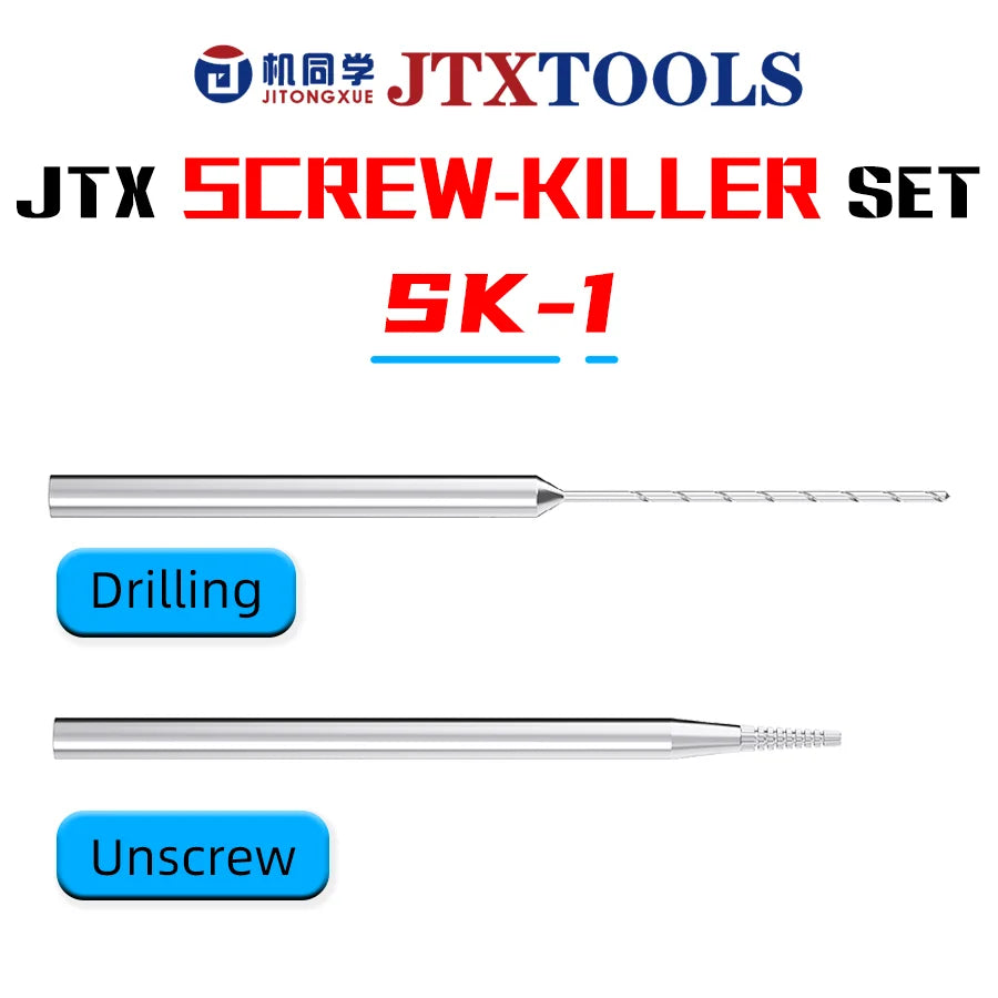JTX SK-1 Alloy Screw Extractor Drill Bit Set – Precision Repair Tool Kit for Mobile Phone PCB & Motherboard Screw Removal Professional Accessories
