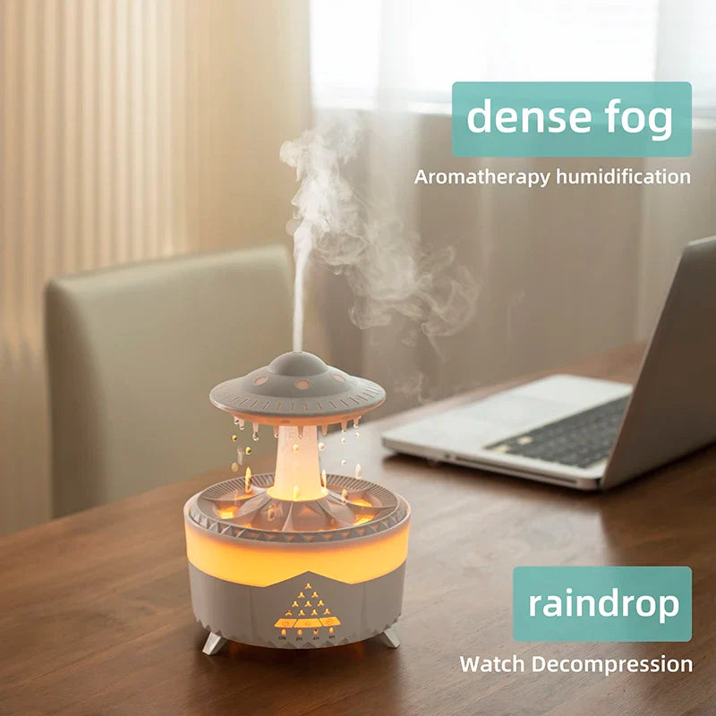 350ml Mini USB Aroma Air Humidifier — Raindrop Design with Remote Control, Colorful Light & Aromatherapy Oil Diffuser for Room