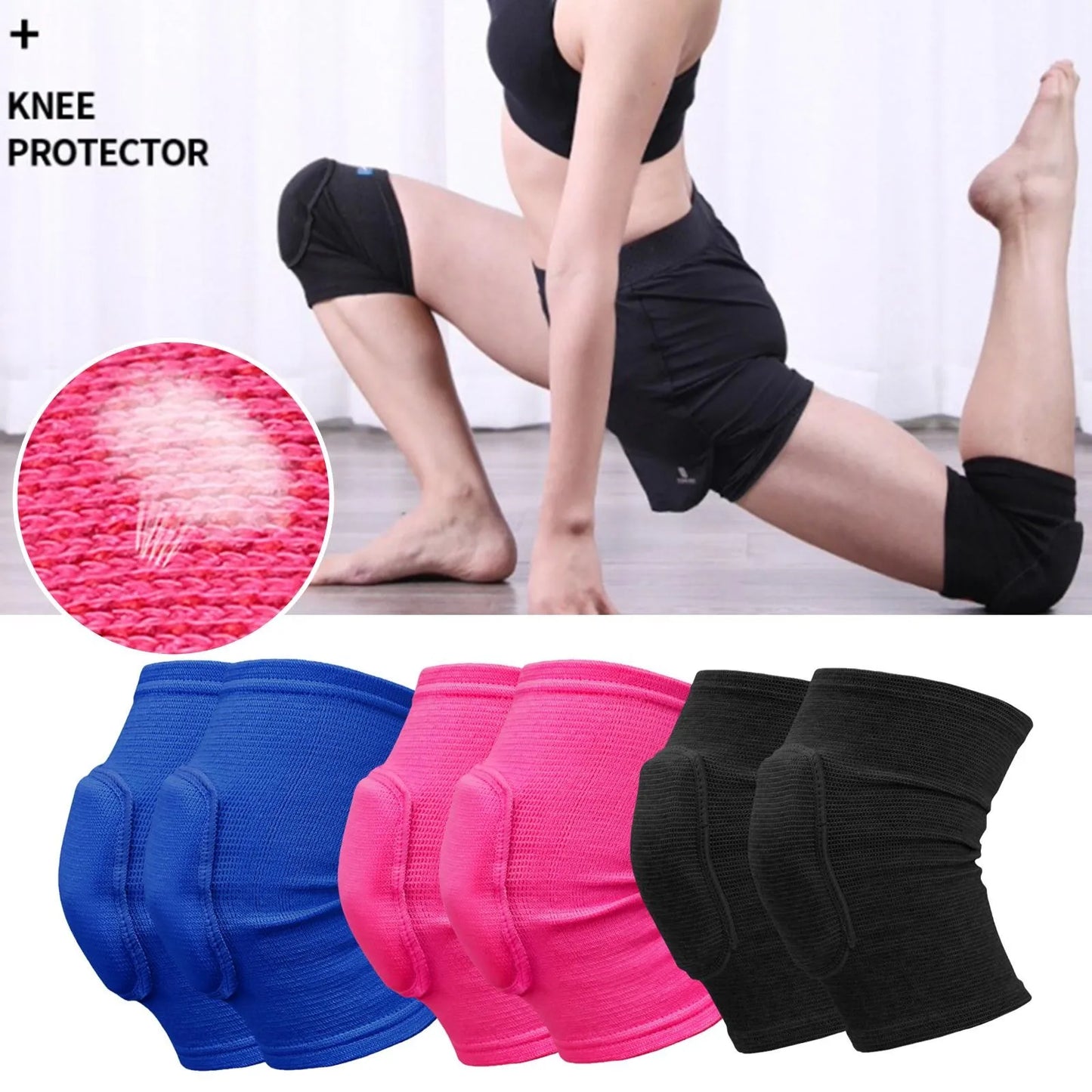 2PCS Sports Compression Knee Pads – Elastic Thickened Sponge Knee Brace for Workout & Dance