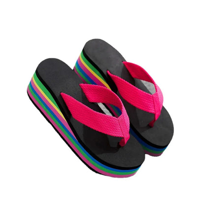 Women's Platform Beach Slippers - Non-Slip Wedge Flip Flop Sandals