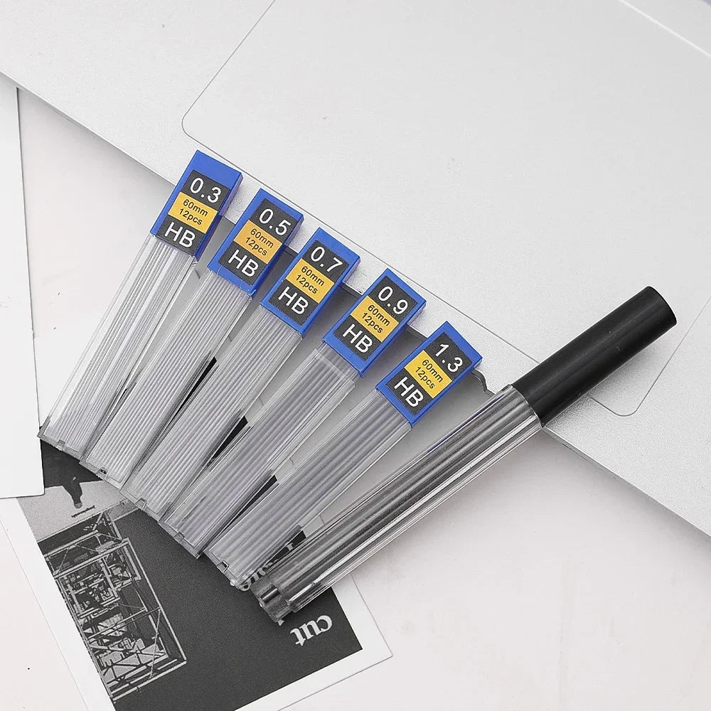 Mechanical Pencil Lead Refill Set 0.3–2.0mm HB – Multi-Size Press Automatic Pencil Leads for Drawing, Painting & Student Stationery