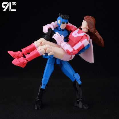 9L3D Lucky 13 Invincible Boy Eve Action Figure — 3D Printed Anime Model, Multi-Jointed Poseable Collectible Toy Gift for Fans