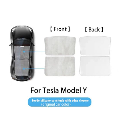 Electrostatic Sunshade for Tesla Model 3 & Y – Ice Cloth Sunroof Front & Rear Glass Skylight Interior Cooling Shade
