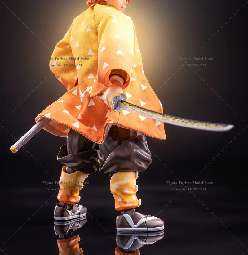 1/12 Scale Agatsuma Zenitsu Anime Figure – Orange Kimono Coat for 6" SHF Soldier Doll Accessories