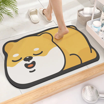 Cute Diatom Super Absorbent Bathroom Mat – Cartoon Non-Slip Mud Toilet Pad, Quick-Drying Floor Mat