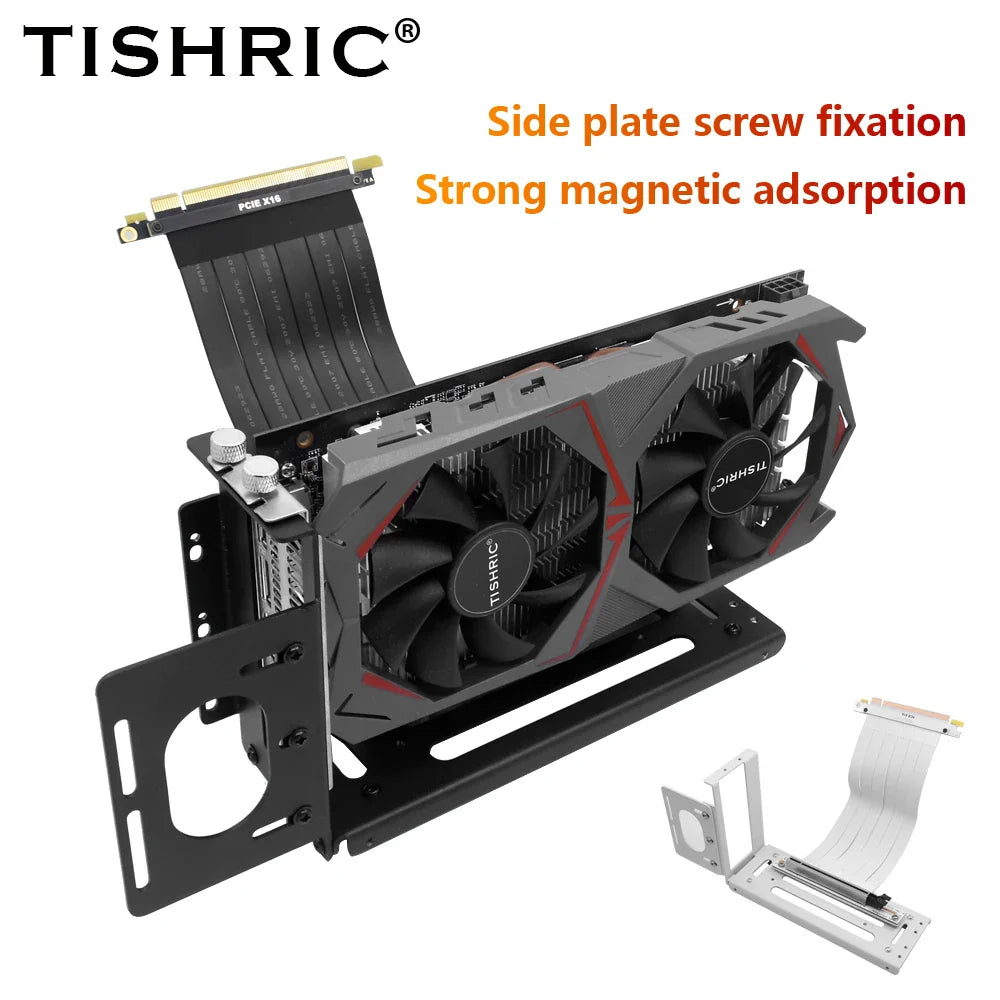 TISHRIC Aluminum GPU Support Bracket – Vertical Graphics Card Holder Stand for ATX PC Cases