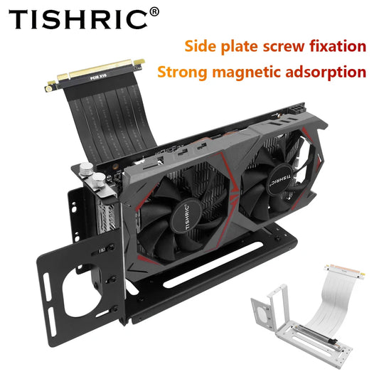 TISHRIC Aluminum GPU Support Bracket – Vertical Graphics Card Holder Stand for ATX PC Cases