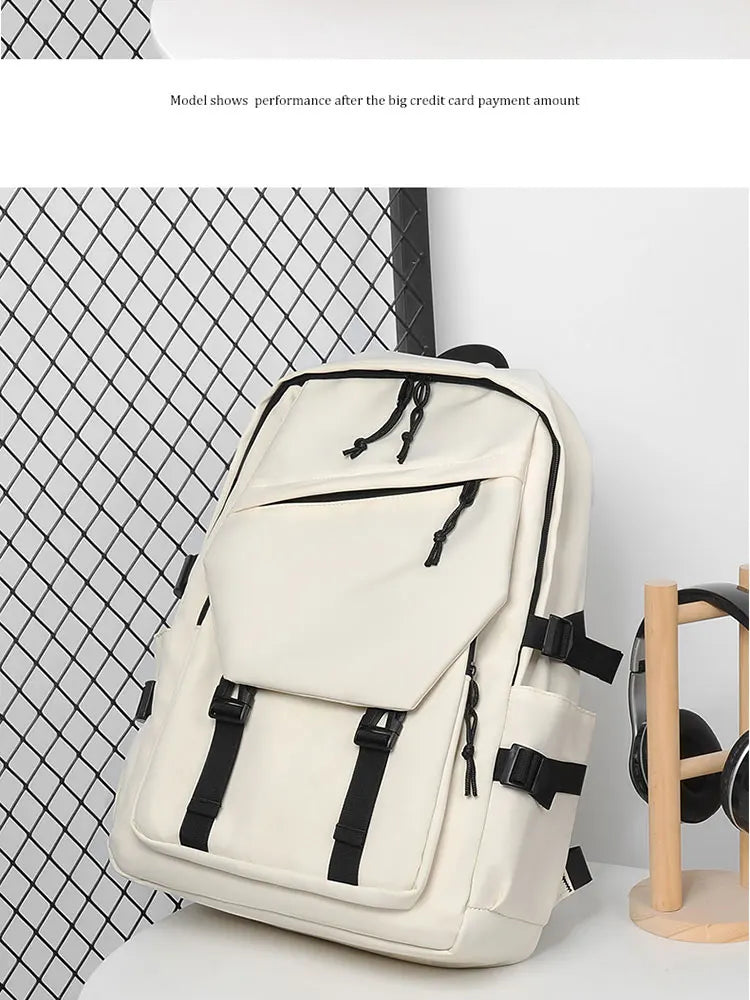 15 Inch Polyester Waterproof Men’s Backpack – Simple, Fashionable Student & Couple Computer Bag