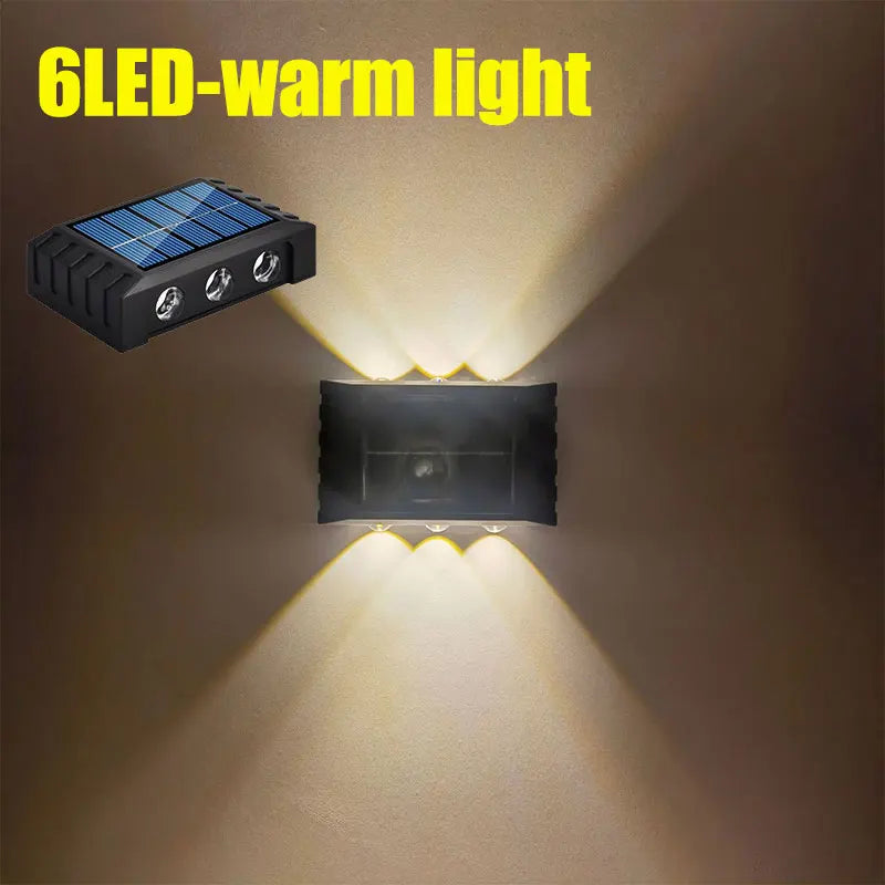 4/6/8/10 LED Solar Wall Lamp - Waterproof Up & Down Outdoor Light for Garden, Yard, Fence & Landscape Decor
