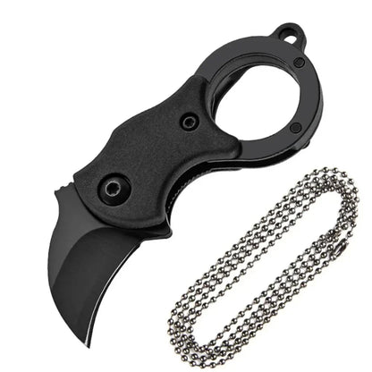 Mini Keychain Pocket Knife – Stainless Steel Camping EDC Tool with Fixed Blade, Peeler, and Portable Chain