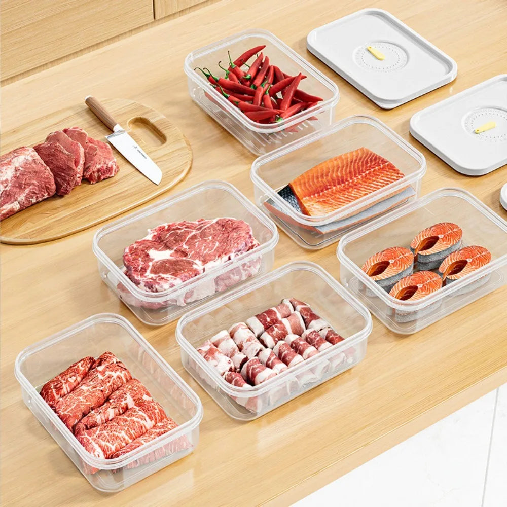 Portable Transparent Food Grade Fruit & Meat Storage Box – Fridge Organizer Container
