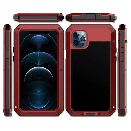 Heavy Armor Metal Rugged Case for iPhone 16/15/14/13/12/11 Pro Max/XR/XS/8 Plus – Shockproof Premium Cover with Gorilla Screen Protector