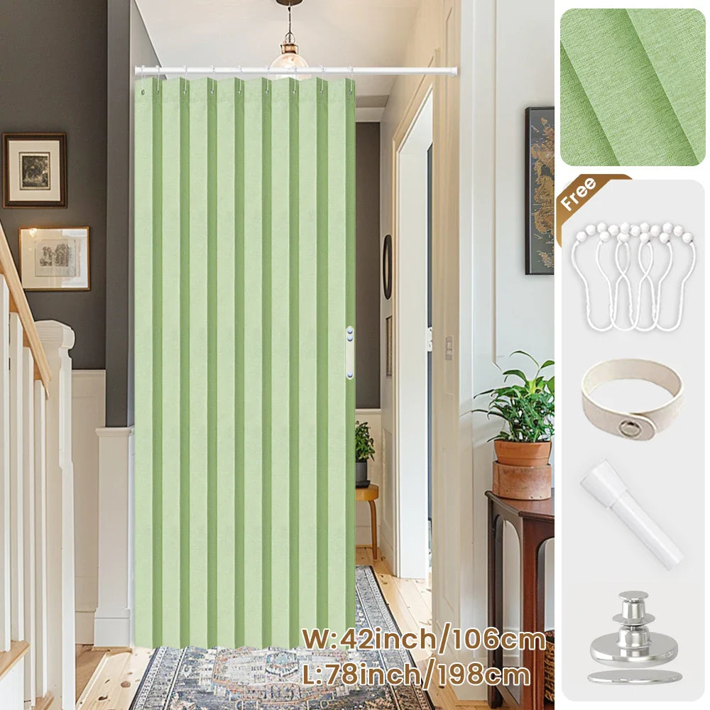 Blackout Folding Door Curtain – 1 Panel Privacy Screen for Living Room, Bedroom, Kitchen, Closet, Room Divider