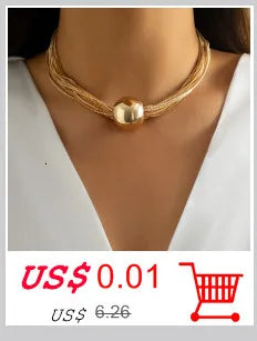 Exaggerated Chunky Metal Wire Choker Necklace – Gold Punk Collar, Wide Smooth Chain, Steampunk Jewelry for Women